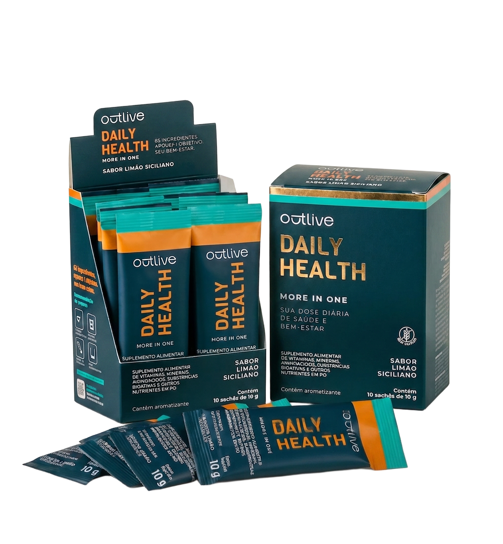 Caixa e sachês Daily Health More in One sabor limão siciliano